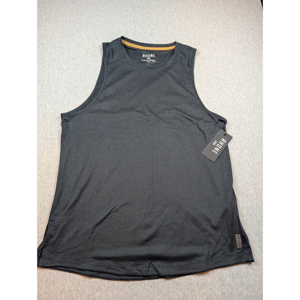 Rhone Atmosphere Tank Top Men's Medium True Black Heather GoldFusion NWT